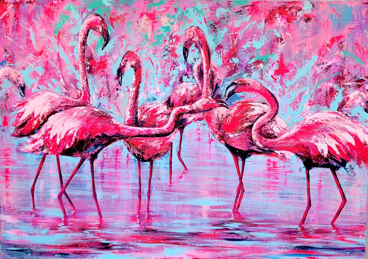 TIERE - Flamingo 100 x 140